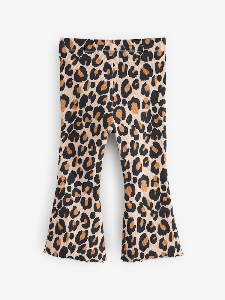 Estampado animal de leopardo - Leggings acampanados de canalé (3 meses-7 años) - Imagen 2 de 3 Estampado animal de leopardo - Leggings acampanados de canalé (3 meses-7 años) - Imagen 2 de 3