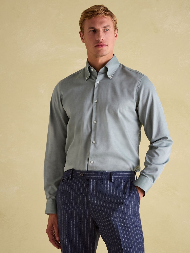 Joules Oxford Twill Shirt Green Regular Fit Single Cuff - Image 1 of 9