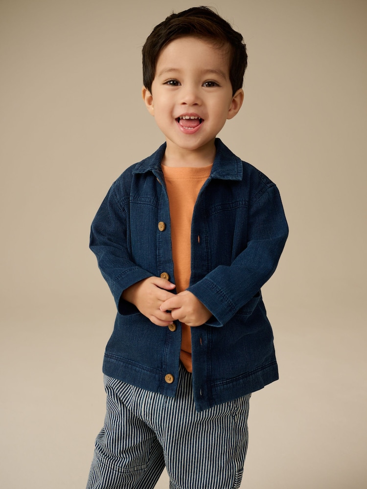 Navy/Ochre Shacket T-Shirt and Jeans Set (3mths-7yrs) - Image 1 of 9