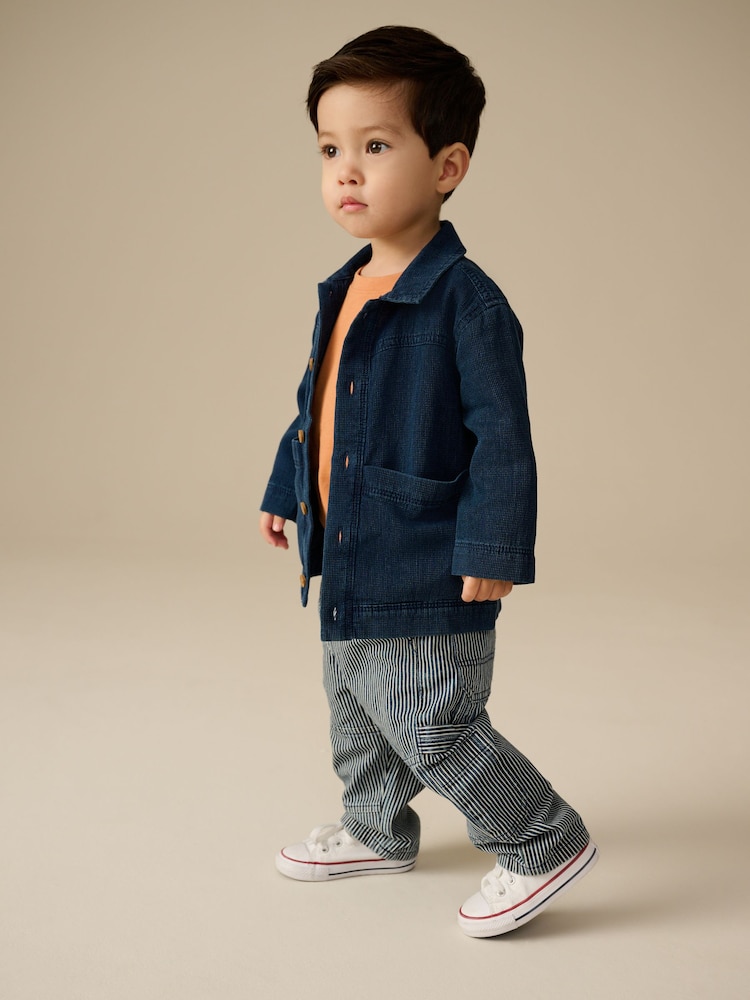 Navy/Ochre Shacket T-Shirt and Jeans Set (3mths-7yrs) - Image 2 of 9