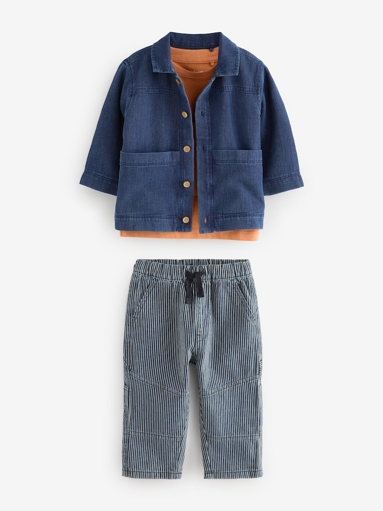 Marine/Ochre - Ensemble t-shirt et Jeans veste-chemise (3mois-7ans) - Image 5 of 9