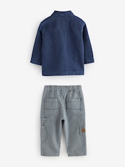 Navy/Ochre Shacket T-Shirt and Jeans Set (3mths-7yrs) - Image 6 of 9