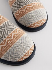 Neutral Patterned Knitted Mule Slippers - Image 5 of 5