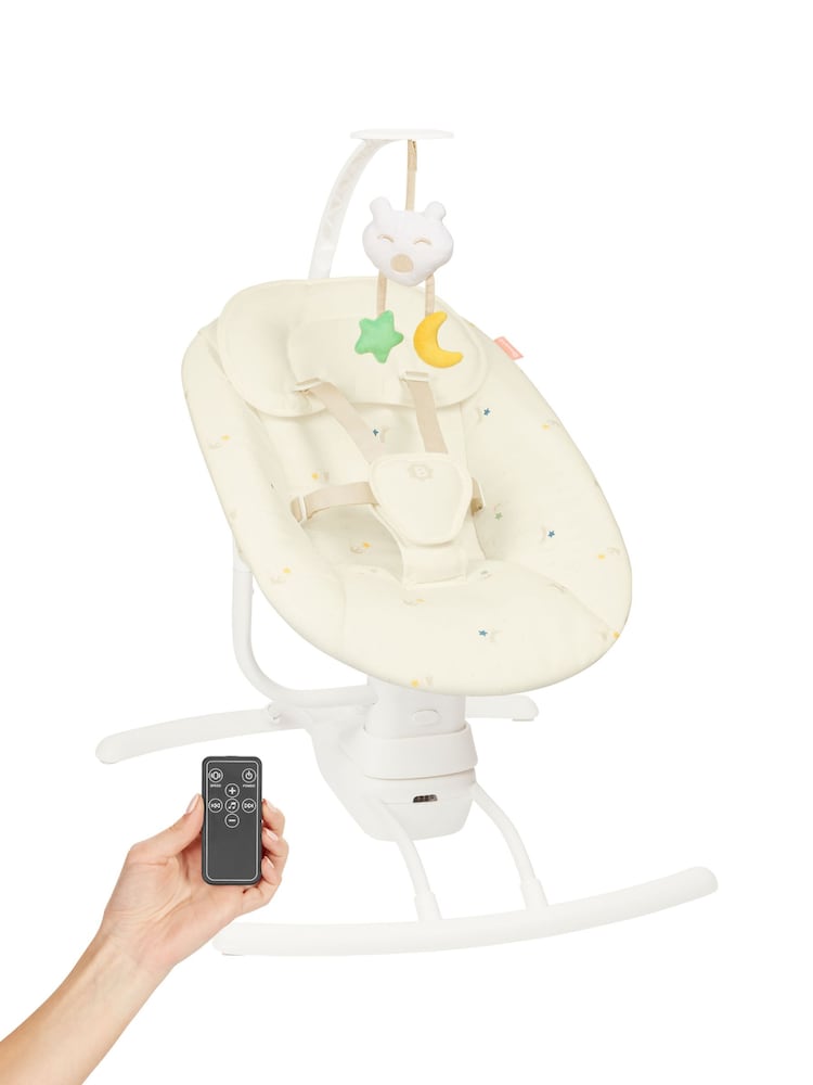 Badabulle Cream Lateral Motorised Baby Swing With Remote - Image 2 of 6