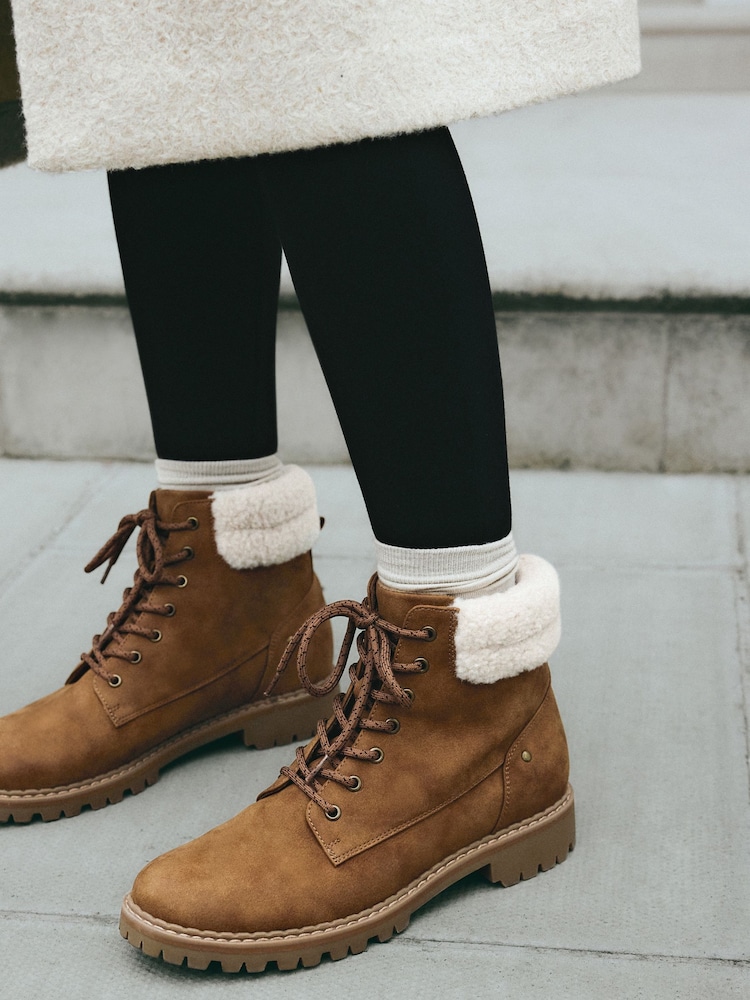 Tan Brown Standard/Wide Fit Forever Comfort® Casual Lace-Up Ankle Boots - Image 3 of 11