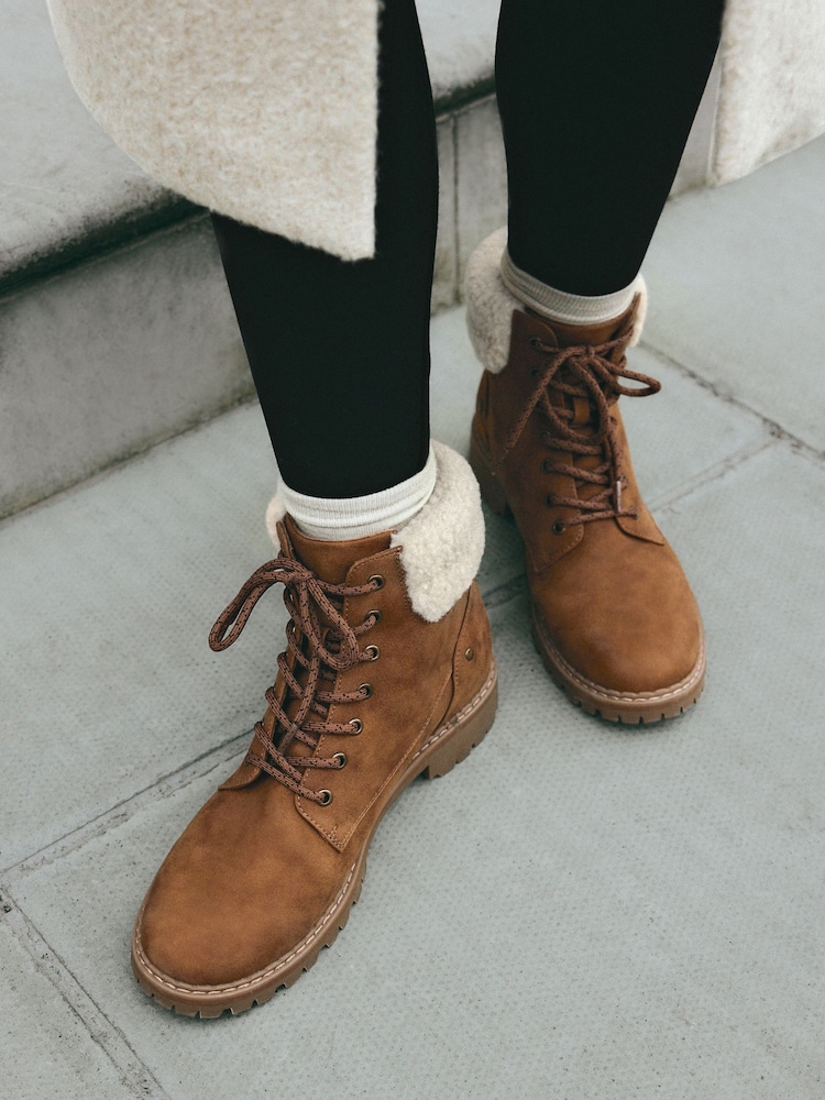 Tan Brown Standard/Wide Fit Forever Comfort® Casual Lace-Up Ankle Boots - Image 6 of 11