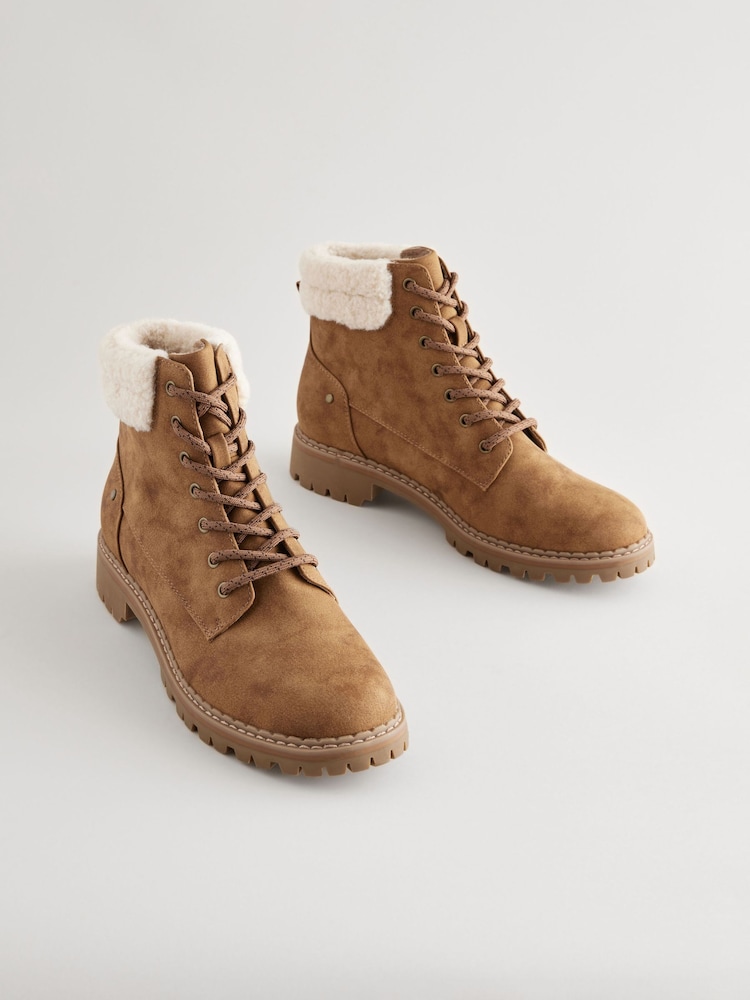 Tan Brown Standard/Wide Fit Forever Comfort® Casual Lace-Up Ankle Boots - Image 7 of 11