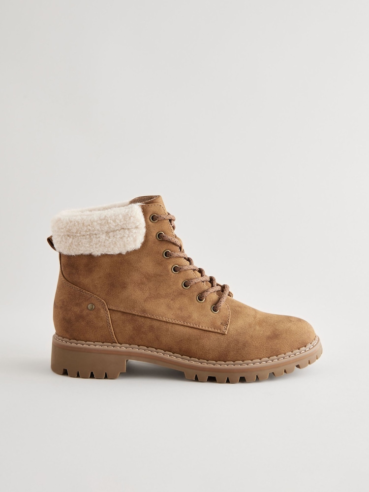 Tan Brown Standard/Wide Fit Forever Comfort® Casual Lace-Up Ankle Boots - Image 8 of 11