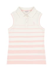 U.S. Polo Assn. Girls Stripe Sleeveless 100% Cotton Polo Shirt - Imagen 1 de 2