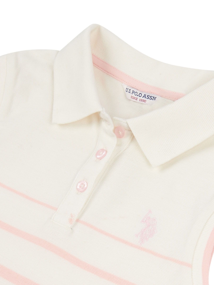 U.S. Polo Assn. Girls Stripe Sleeveless 100% Cotton Polo Shirt - Imagen 2 de 2
