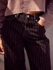 Black Stripe 100% Cotton Wide Leg Jeans - Image 3 of 7