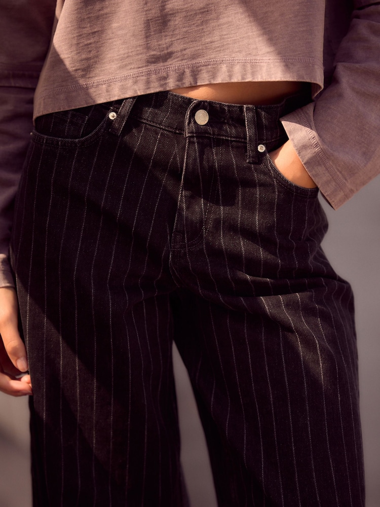 Pantalon drept negru - 100% blugi din bumbac cu picioare largi - Image 3 of 7