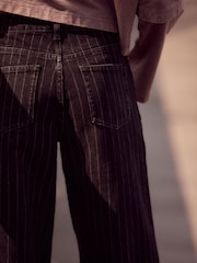 Black Stripe 100% Cotton Wide Leg Jeans - Image 4 of 7