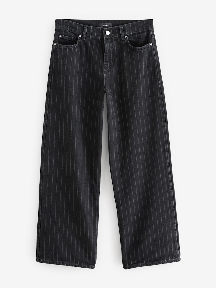 Pantalon drept negru - 100% blugi din bumbac cu picioare largi - Image 5 of 7