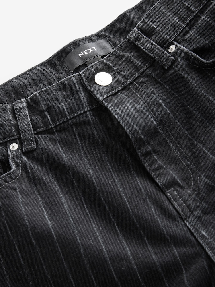 Pantalon drept negru - 100% blugi din bumbac cu picioare largi - Image 6 of 7