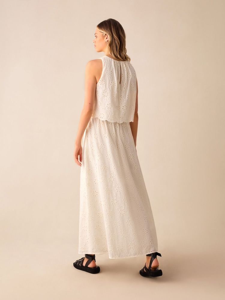 Ro&Zo Cream Broderie Maxi 100% Cotton Skirt - Image 2 of 7