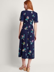 Monsoon Blue 100% Cotton Maya Floral Embroidered Dress - Image 4 of 4
