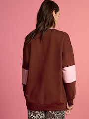 Burgundy Red Official Wicked Movie License Varsity Graphic Vee Neck Sweatshirt - Image 4 of 9