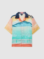 Reiss Pink Multi Veranda Ché Hand-Painted Cuban Collar Shirt - Image 2 of 5