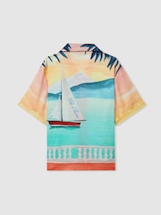 Reiss Pink Multi Veranda Ché Hand-Painted Cuban Collar Shirt - Image 3 of 5