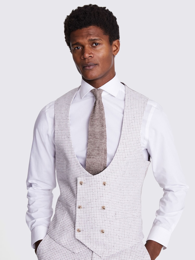 MOSS Grey Slim Fit Houndstooth Waistcoat - Image 1 of 3