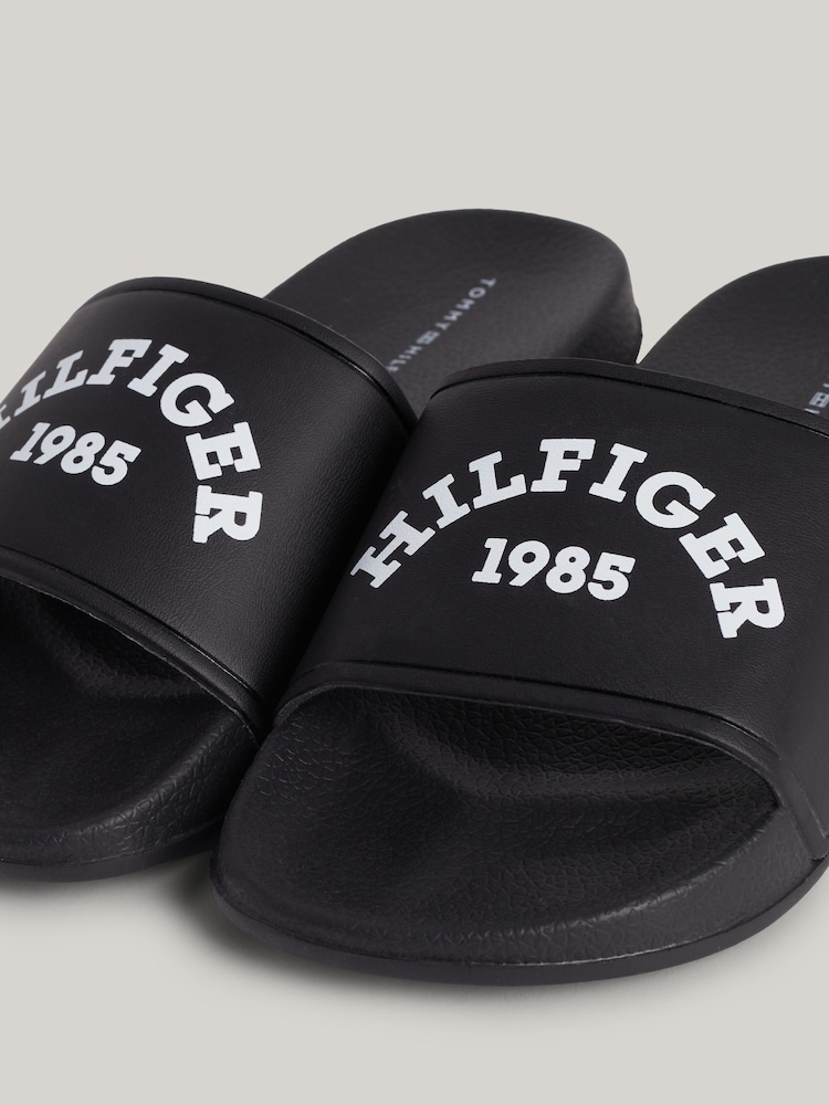 Tommy Hilfiger Black Logo Pool Slides - Image 2 of 5 Tommy Hilfiger Black Logo Pool Slides - Image 2 of 5