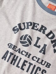 Superdry Grey 100% Cotton Athletic Essentials Beach Graphic Ringer T-Shirt - Image 6 of 6