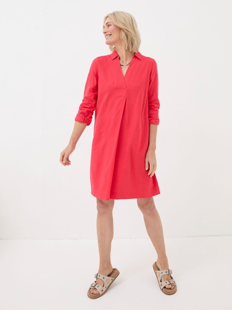 FatFace Mina Red Linen Blend Tunic Dress - Image 1 of 4 FatFace Mina Red Linen Blend Tunic Dress - Image 1 of 4