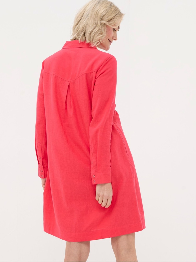 FatFace Mina Red Linen Blend Tunic Dress - Image 2 of 4 FatFace Mina Red Linen Blend Tunic Dress - Image 2 of 4