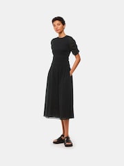 Whistles Black Petite 100% Cotton Smocked Avery Dress - Image 1 of 5