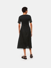 Whistles Black Petite 100% Cotton Smocked Avery Dress - Image 2 of 5