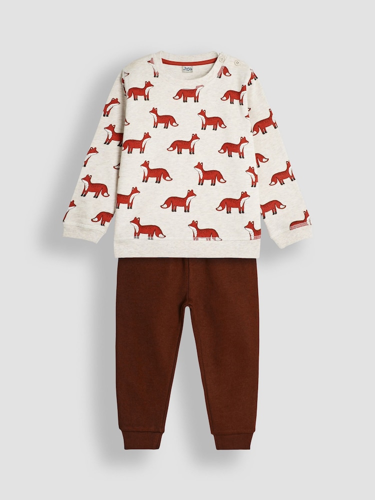 JoJo Maman Bébé Natural Print Sweatshirt & Joggers Set - Image 1 of 6