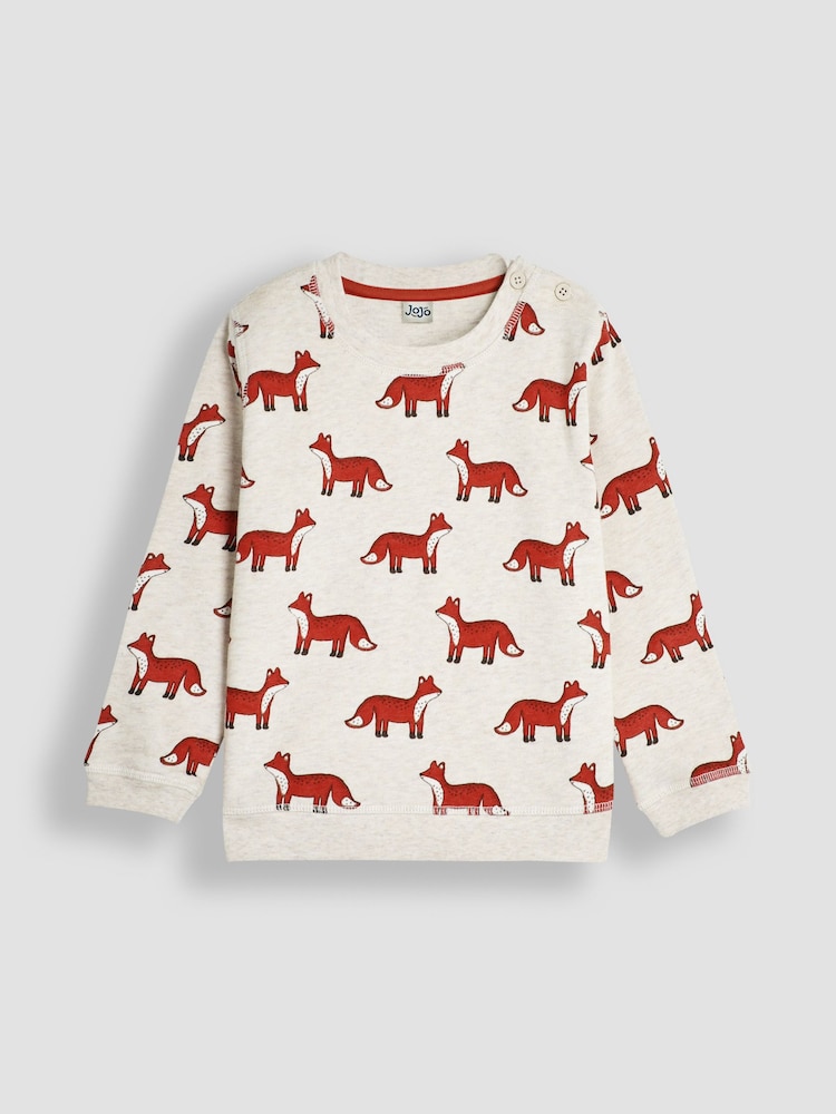 JoJo Maman Bébé Natural Print Sweatshirt & Joggers Set - Image 2 of 6