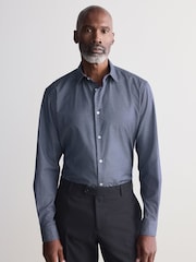 Navy Slim Fit Premium Two-Fold Cotton Shirt - Image 2 of 9