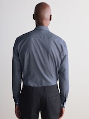 Navy Slim Fit Premium Two-Fold Cotton Shirt - Image 3 of 9