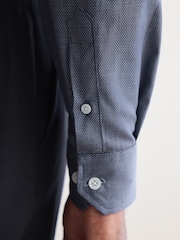 Navy Slim Fit Premium Two-Fold Cotton Shirt - Image 6 of 9
