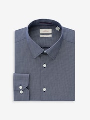 Navy Slim Fit Premium Two-Fold Cotton Shirt - Image 7 of 9