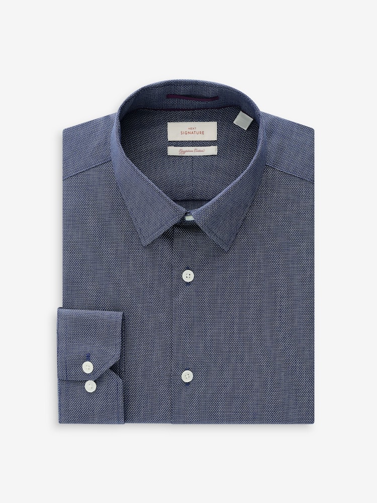 marine - Slim Fit (Slim Fit) - Chemise haut de gamme en coton à deux volets - Image 7 of 9