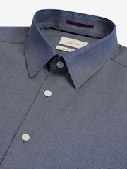 Navy Slim Fit Premium Two-Fold Cotton Shirt - Image 9 of 9