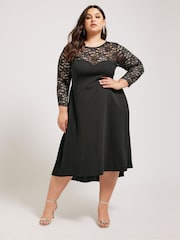 Yours Curve Black Lace Sweetheart Dress - Image 1 of 5