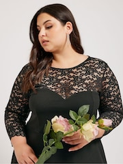 Yours Curve Black Lace Sweetheart Dress - Image 2 of 5