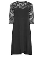 Yours Curve Black Lace Sweetheart Dress - Image 5 of 5