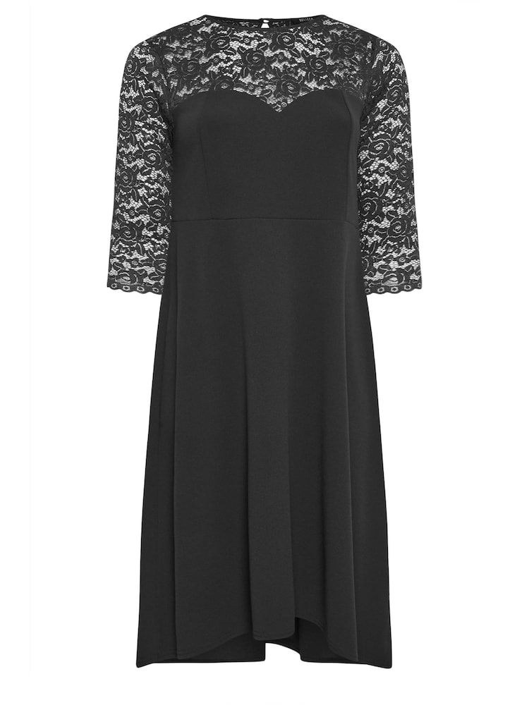 Yours Curve Black Lace Sweetheart Dress - Image 5 of 5