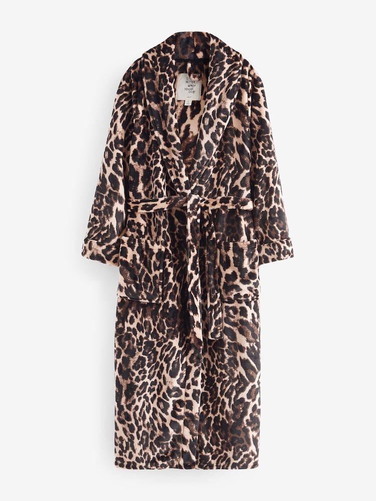 Plus Size Leopard Print Dressing Gown Uk YOURS Plus Size Beige