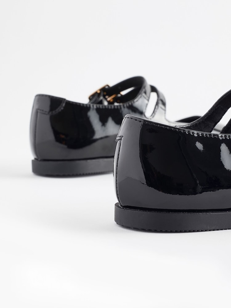 Black Patent Double Strap Mary Jane Shoes - Image 3 of 5