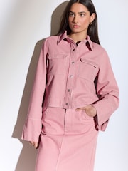 Pink Stripe Boxy 100% Cotton Denim Jacket - Image 3 of 7
