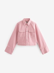 Pink Stripe Boxy 100% Cotton Denim Jacket - Image 6 of 7