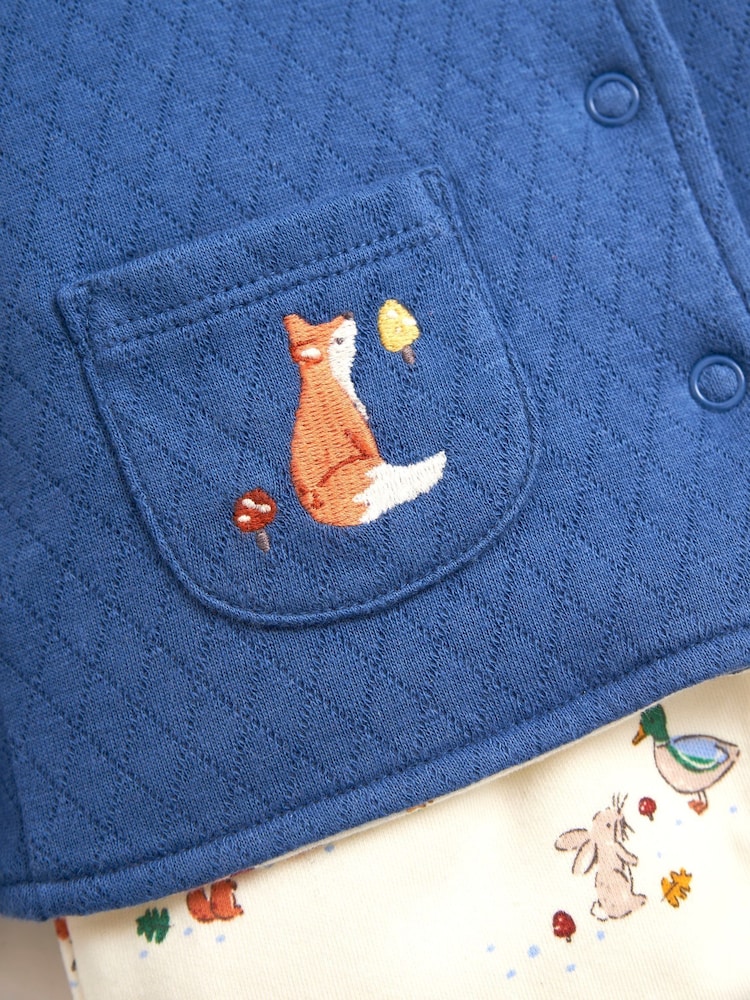 JoJo Maman Bébé 2-Piece Woodland Sleepsuit & Embroidered Pocket Jacket Set - Image 4 of 4