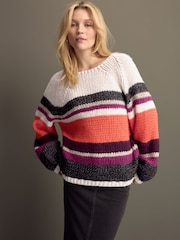 Burgundy Red Oversized Soft Touch Scoop Neck Chunky Knitted Jumper - Image 1 of 8