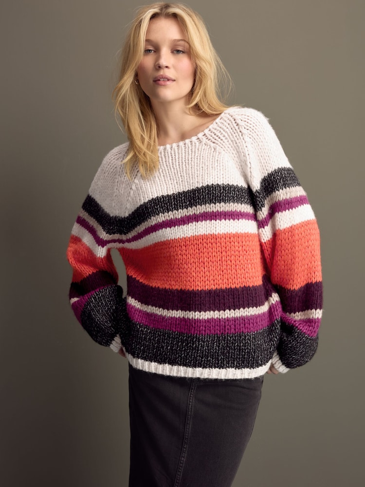 Burgundy Red Oversized Soft Touch Scoop Neck Chunky Knitted Jumper - Image 1 of 8